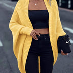 Women’s Oversized Ribbed Knit Batwing Cocoon Cardigan