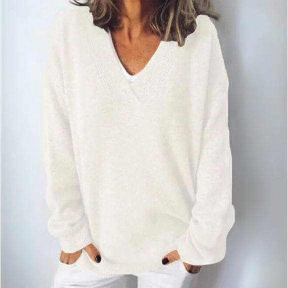 Women’s Oversized Deep V-Neck Knit Sweater