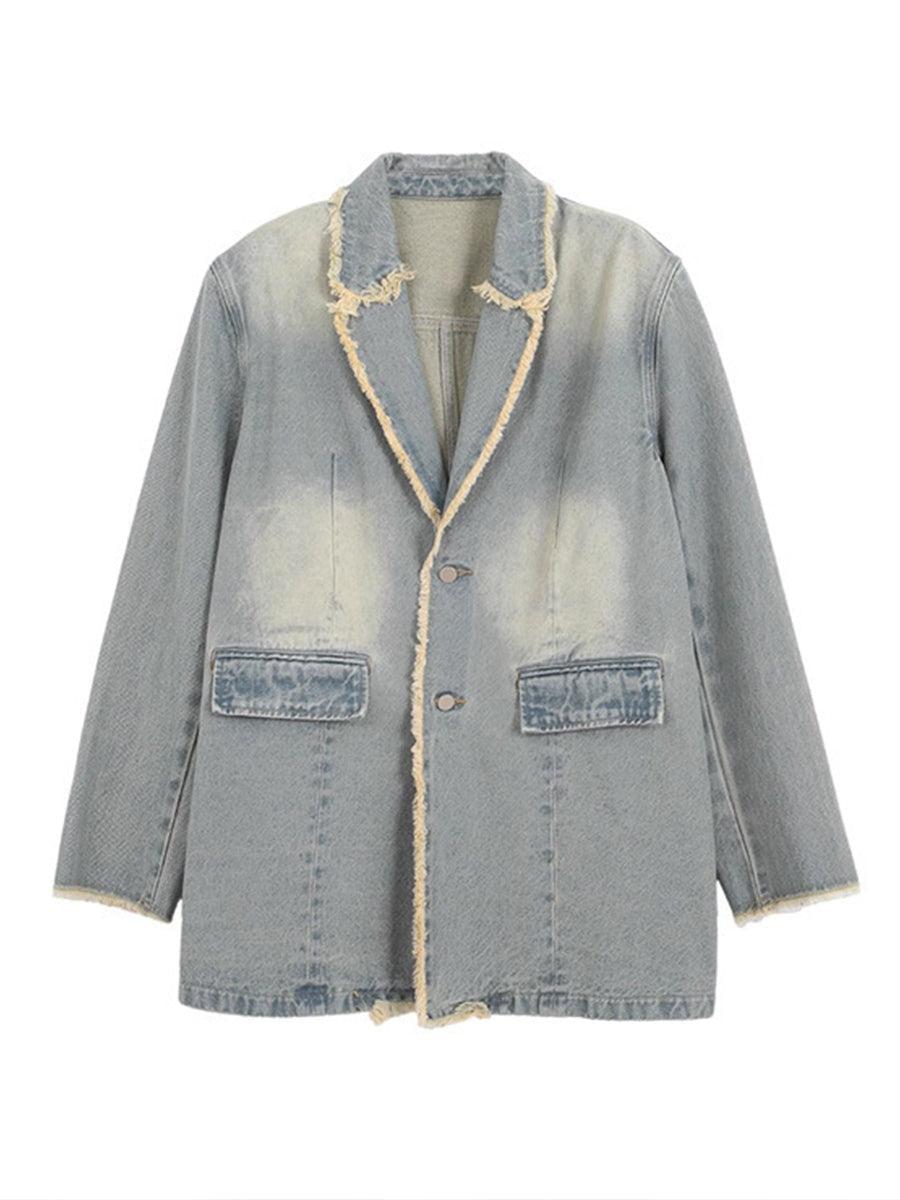 Women’s Longline Jacket with Denim Trim
