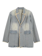 Women’s Longline Jacket with Denim Trim