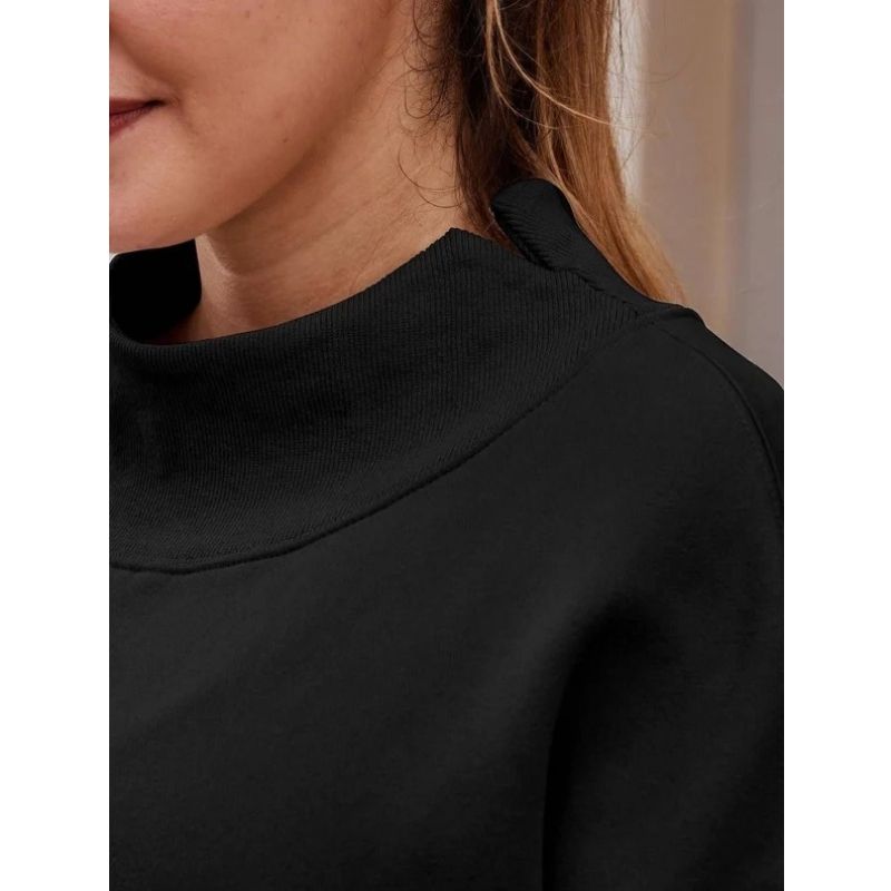 Women’s Oversized Mock Neck Fleece Lined Sweatshirt
