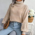 Women’s Marled Knit Cropped Turtleneck Sweater