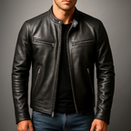 Men’s Vintage Burnished Faux Leather Racer Jacket