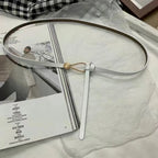 Women’s Skinny Leather-Look Waist Belt with Metallic Hook Buckle
