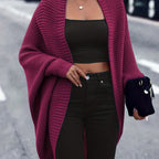 Women’s Oversized Ribbed Knit Batwing Cocoon Cardigan