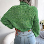 Women’s Marled Knit Cropped Turtleneck Sweater