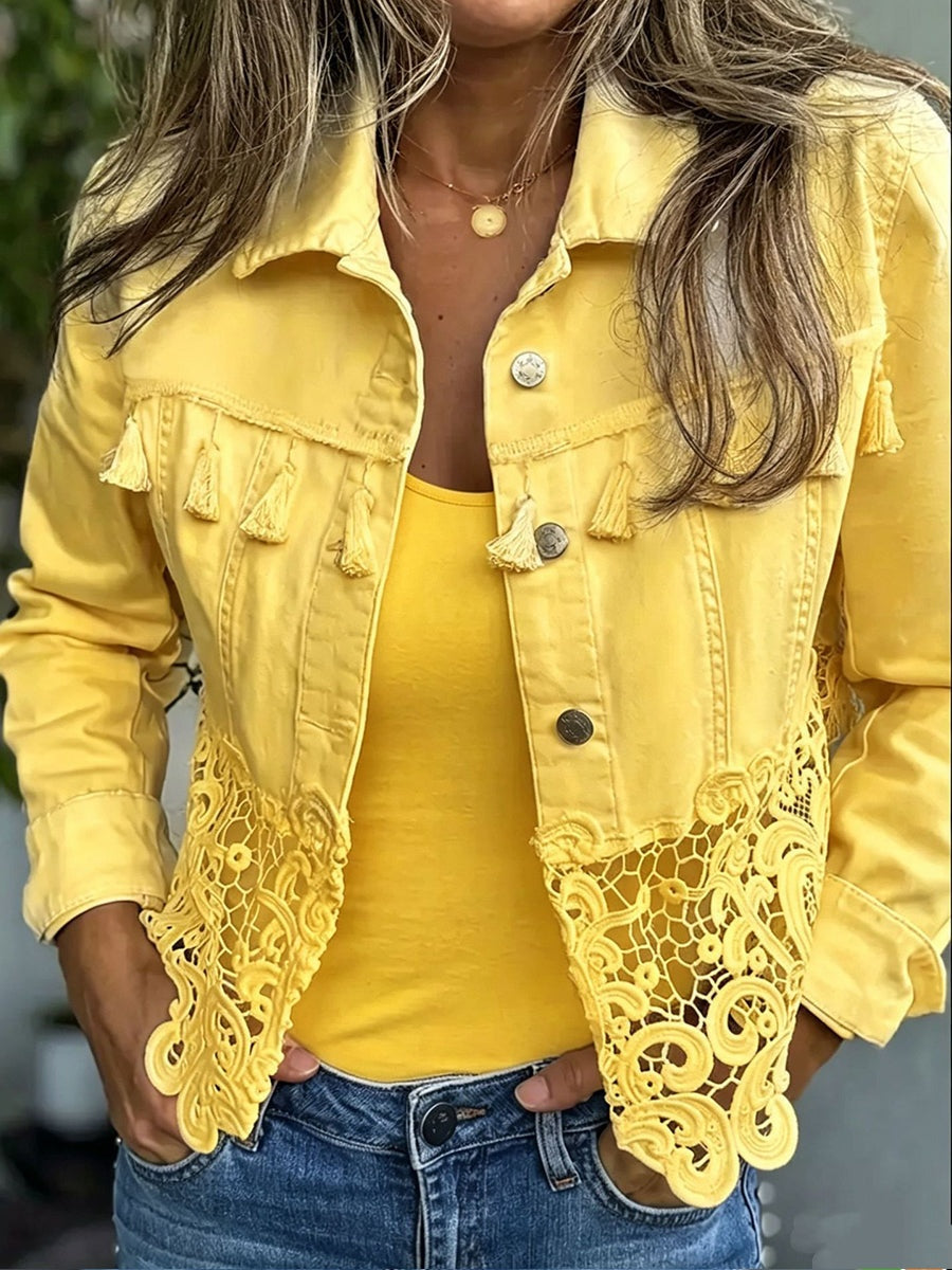 Women’s Longline Jacket with Denim Trim