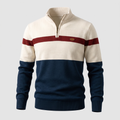 Men’s Colour Block Quarter-Zip Knit Sweater with Chest Stripe