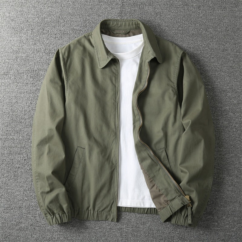 Men’s Classic Collared Zip-Up Harrington Jacket