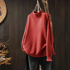 Women’s Oversized Waffle Knit Mock Neck Sweater