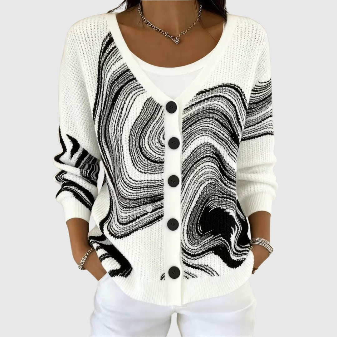 Women's Colorblock V-Neck Button-Front Cardigan