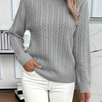 Women’s Classic Cable Knit Mock Neck Sweater