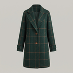 Women’s Windowpane Check Single-Breasted Coat