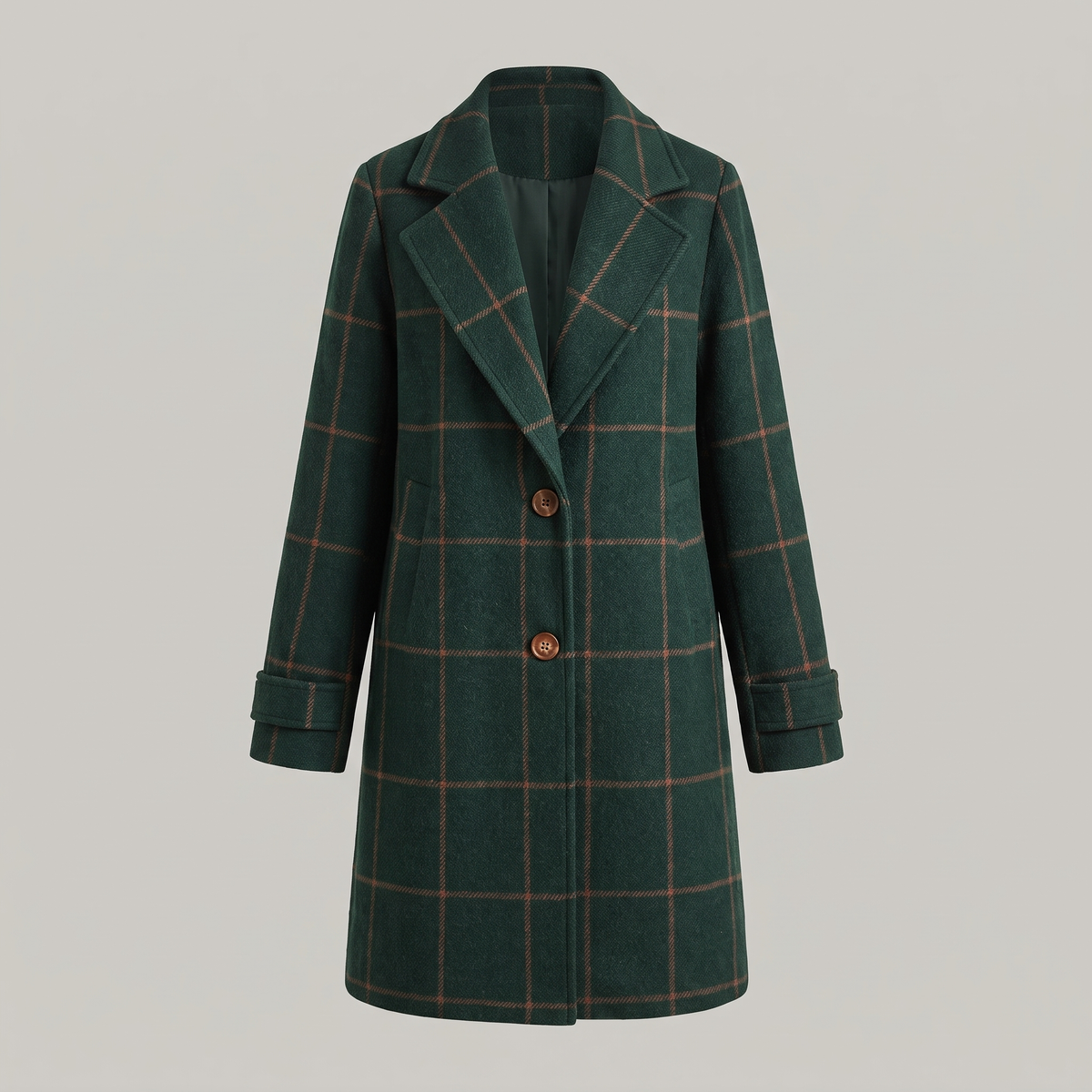 Women’s Windowpane Check Single-Breasted Coat