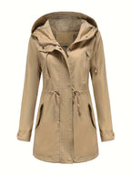 Women’s Hooded Drawstring Waist Parka Jacket