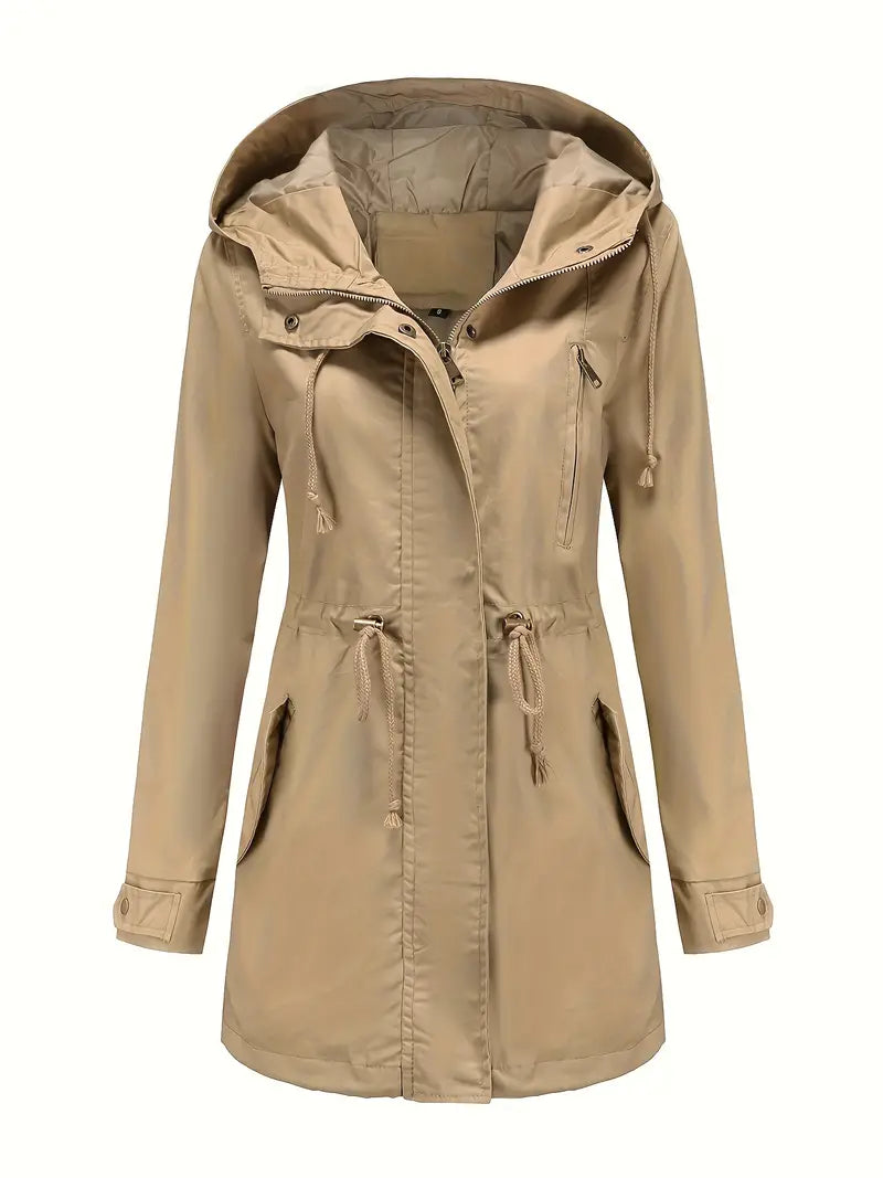 Women’s Hooded Drawstring Waist Parka Jacket