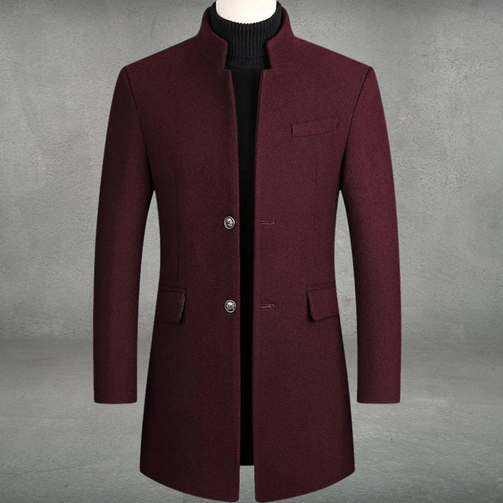 Men’s Stand Collar Slim Fit Tailored Overcoat
