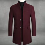 Men’s Stand Collar Slim Fit Tailored Overcoat