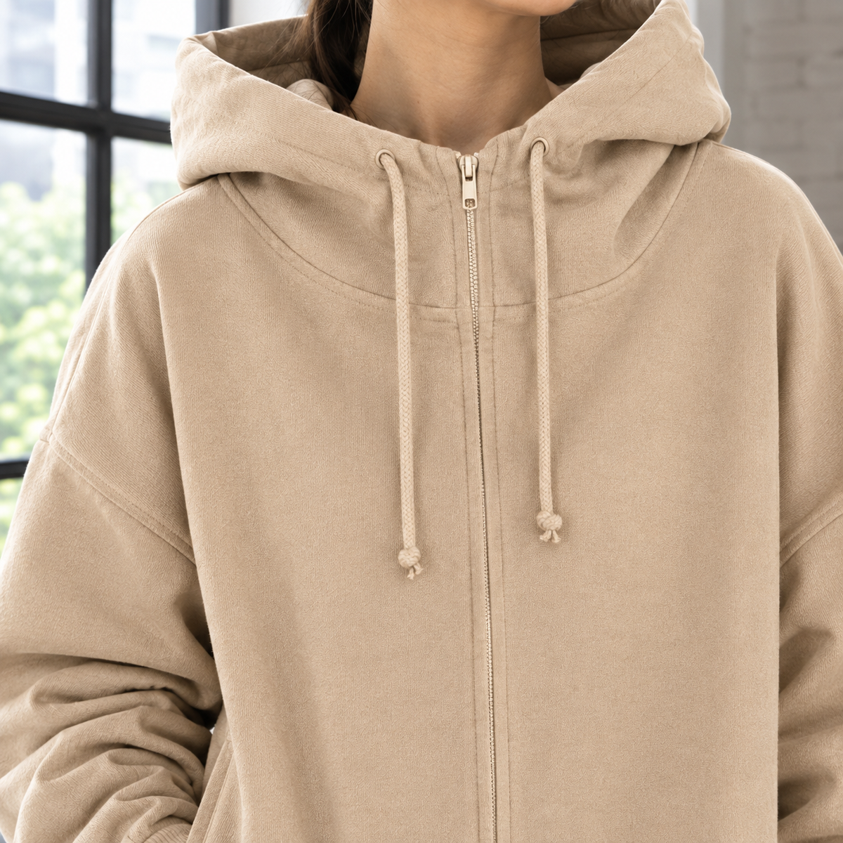 Women’s Oversized Longline Zip-Up Hoodie