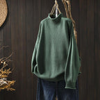 Women's Relaxed Textured Knit Mock Neck Sweater