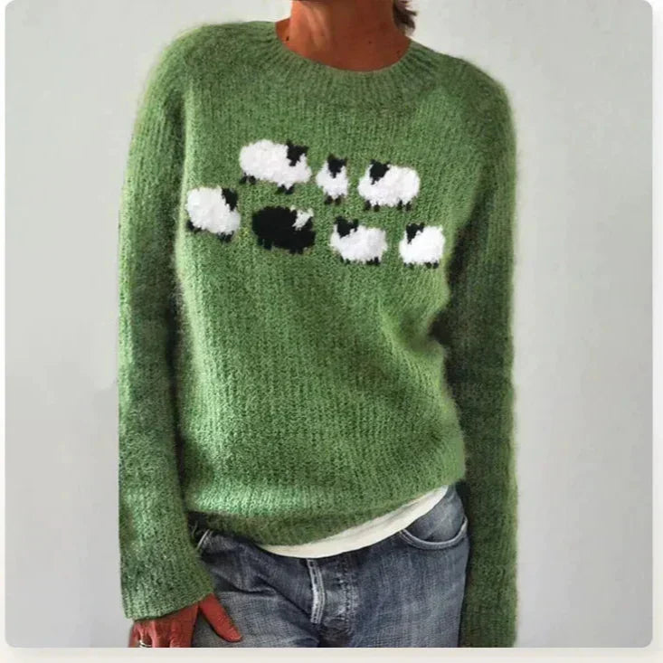 Women's Fair Isle Yoke Knit Round Neck Sweater