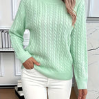 Women’s Classic Cable Knit Mock Neck Sweater