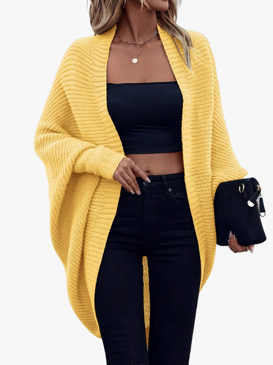 Women’s Oversized Ribbed Knit Batwing Cocoon Cardigan