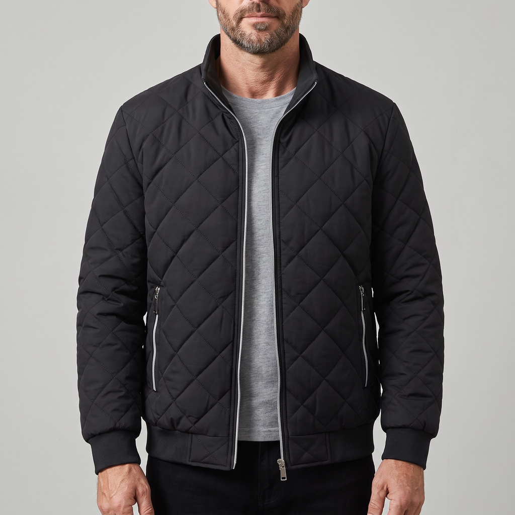 Men’s Fleece Lined Diamond Quilted Bomber Jacket