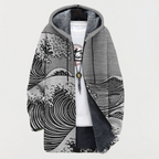 Men's Fleece Lined Hooded Zip Cardigan with Southwestern Print