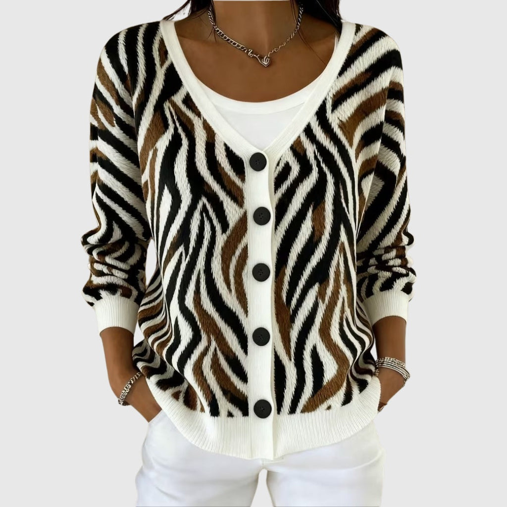 Women's Colorblock V-Neck Button-Front Cardigan