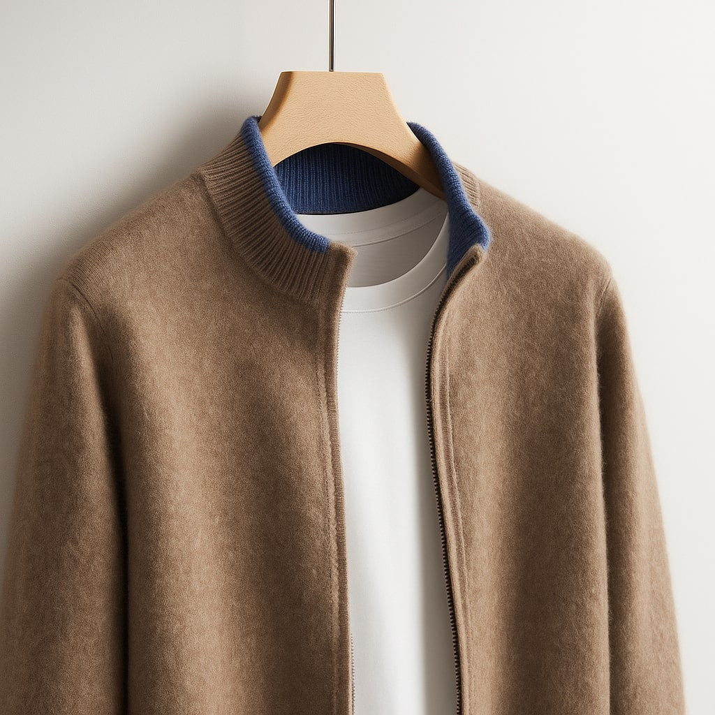 Men’s Brushed Knit Zip-Up Cardigan