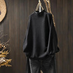 Women’s Oversized Waffle Knit Mock Neck Sweater