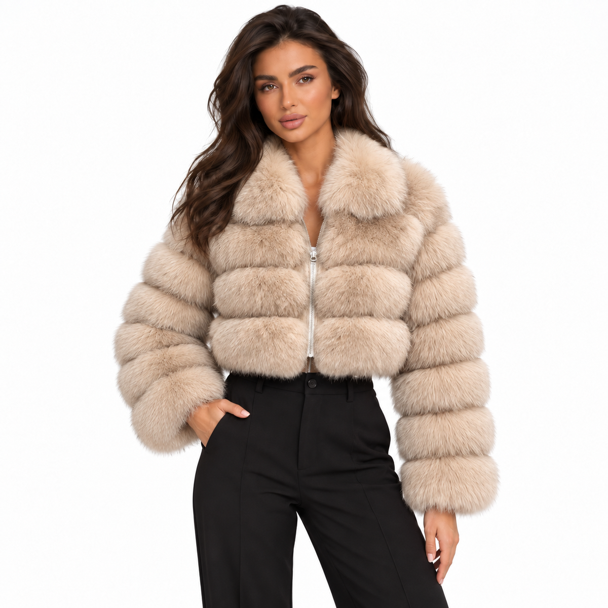 Women’s Cropped Faux Fur Jacket