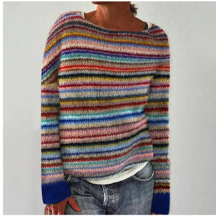 Women's Fair Isle Yoke Knit Round Neck Sweater
