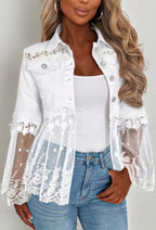 Women’s Longline Jacket with Denim Trim