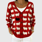 Women's Colorblock V-Neck Button-Front Cardigan