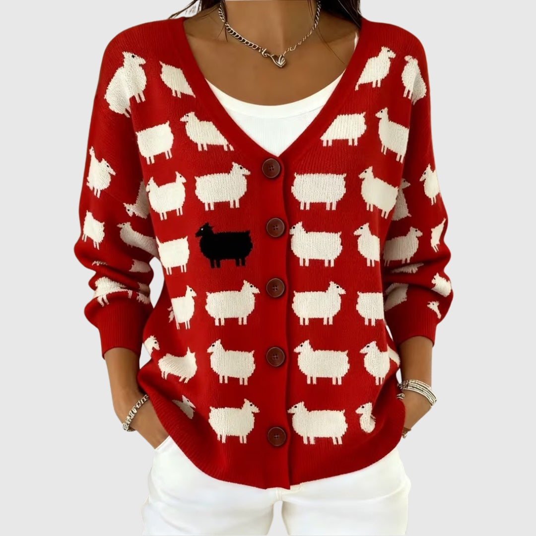 Women's Colorblock V-Neck Button-Front Cardigan