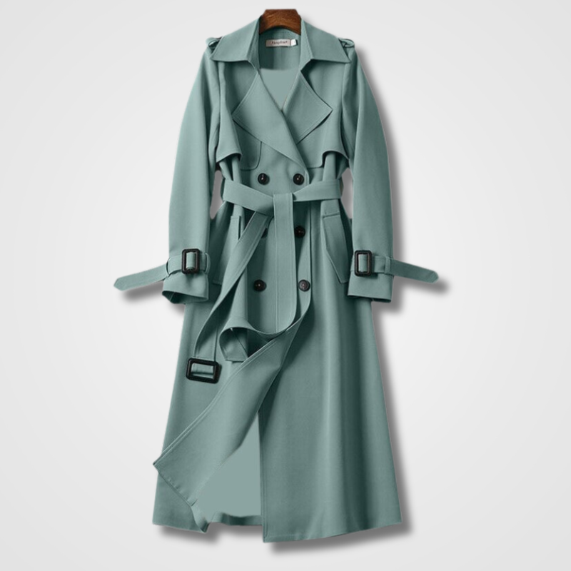 Women’s Classic Belted Trench Coat with Buckle Cuffs