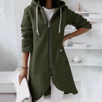 Women’s Longline Zip-Up Hoodie with Curved Hem