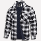 Men's Quilted Lined Plaid Flannel Shirt Jacket