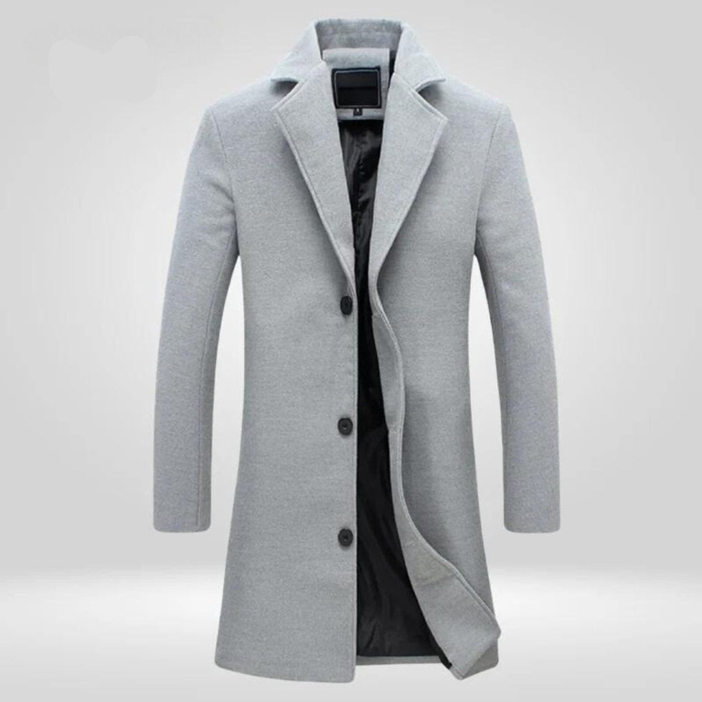 Men’s Longline Notch Lapel Single-Breasted Overcoat