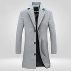 Men’s Longline Notch Lapel Single-Breasted Overcoat