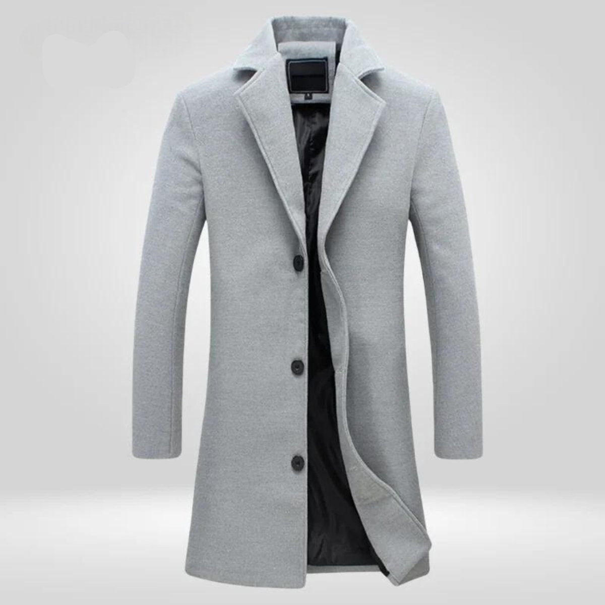 Men’s Longline Notch Lapel Single-Breasted Overcoat