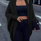 Women’s Oversized Ribbed Knit Batwing Cocoon Cardigan