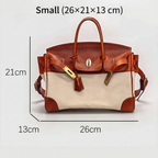Women's Two-Tone Canvas Turn-Lock Top Handle Bag