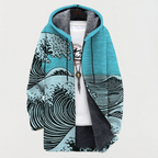 Men's Fleece Lined Hooded Zip Cardigan with Southwestern Print