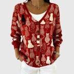 Women's Colorblock V-Neck Button-Front Cardigan