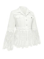 Women’s Longline Jacket with Denim Trim