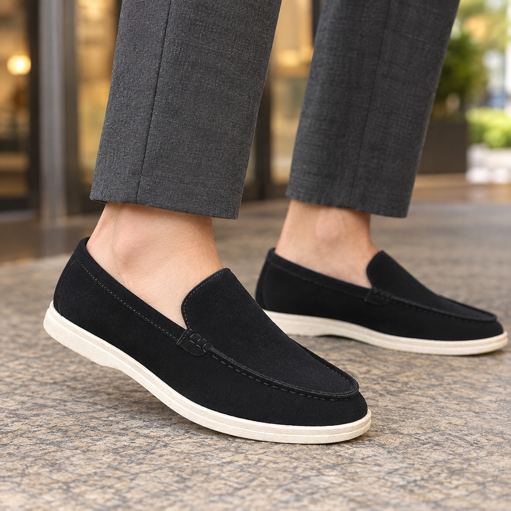 Men’s Faux Suede Slip-On Loafers with Lightweight Sole