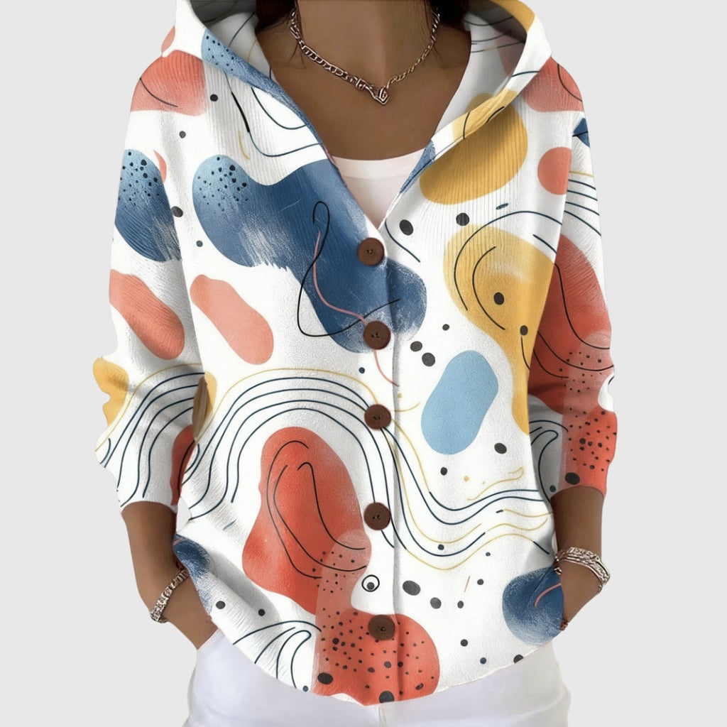 Women's Colorblock V-Neck Button-Front Cardigan